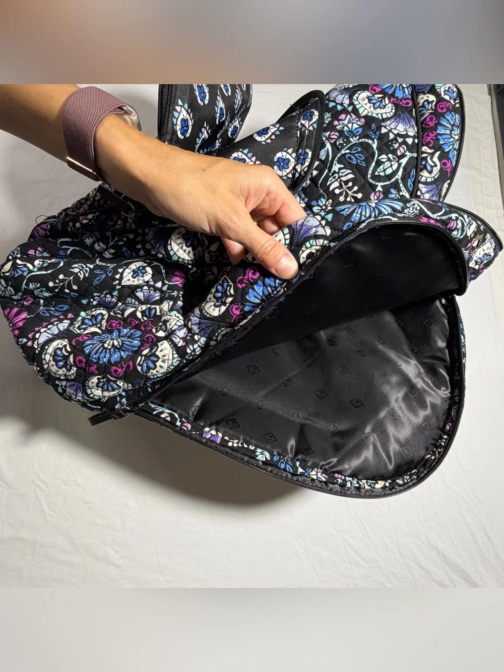 Vera Bradley Iconic Campus Backpack in the black floral Bramble pattern